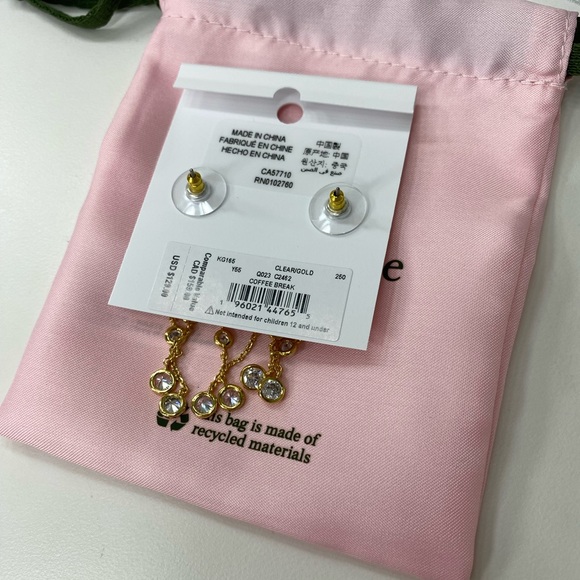 Kate Spade Sugar shaker earrings gold tone with crystal - Picture 3 of 4